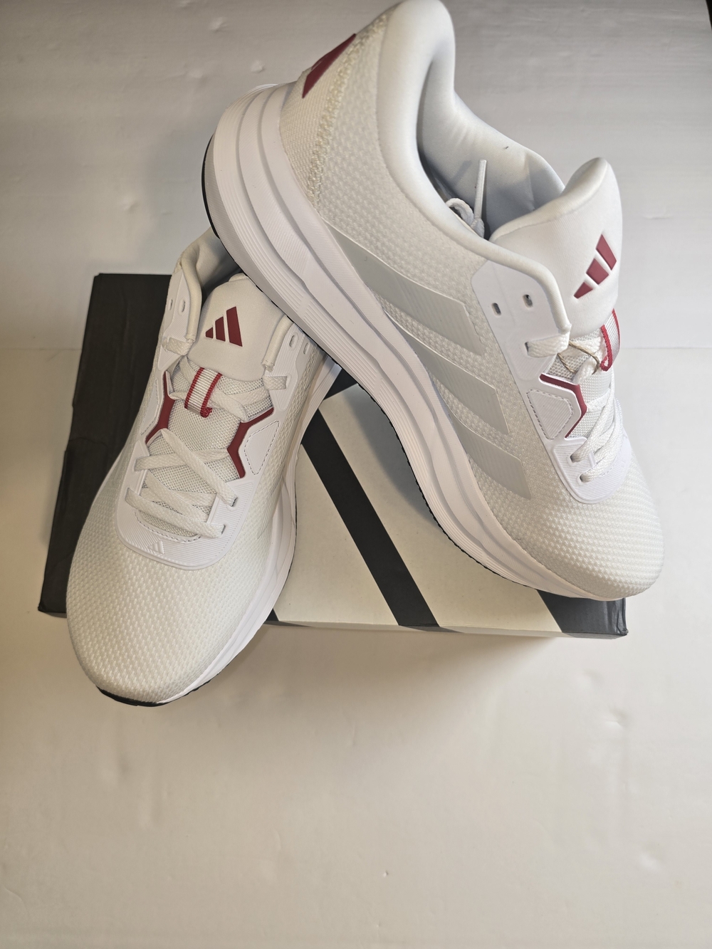 adidas White Sneakers with Red Accent Logos